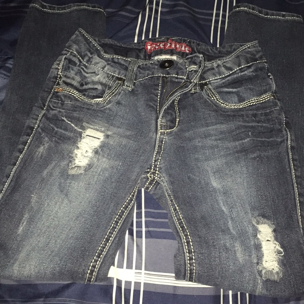 Girls skinny vintage ripped jeans